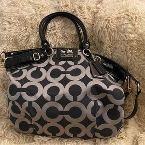 EUC!!! Coach Black and Gray Signature Pattern Satchel